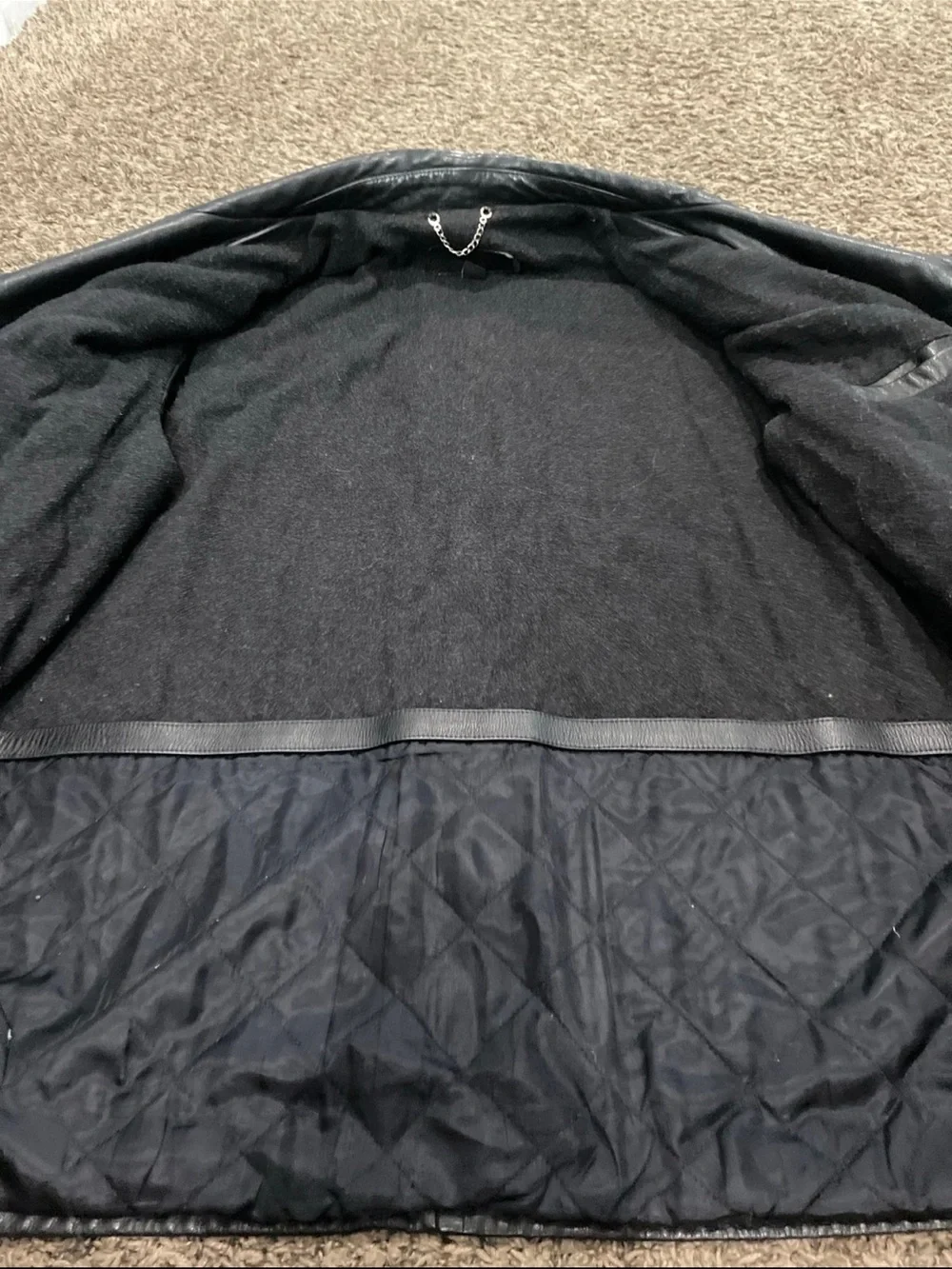 J. Crew vintage 100% leather black button-down coat men’s large.